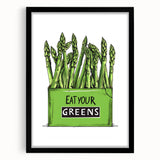 Extra large abstract art print featuring colorful, textured fruit designs on black framed canvas.