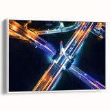 Framed canvas artwork depicting a serene landscape bridge scene in natural colors, set against a white background, ideal for home decor enthusiasts.