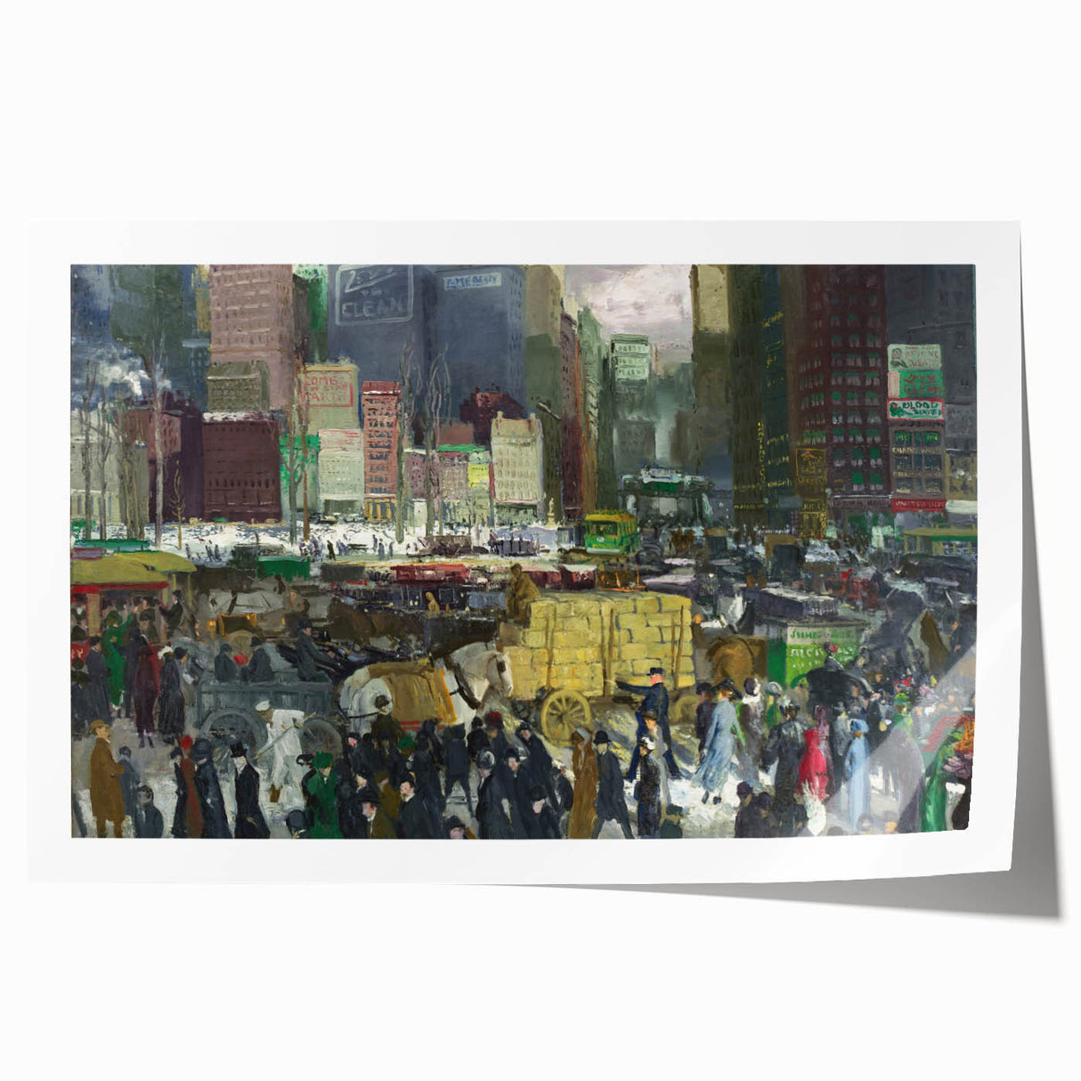 Vintage New York City Scene - Modern Wall Art of Urban Winter Street