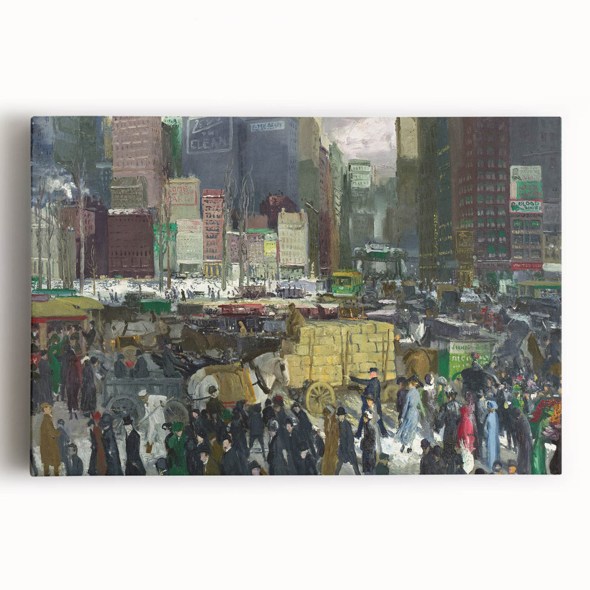 Vintage New York City Scene - Modern Wall Art of Urban Winter Street