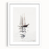 Realism Art Prints - Two-Masted Schooner by Winslow Homer Coastal Art