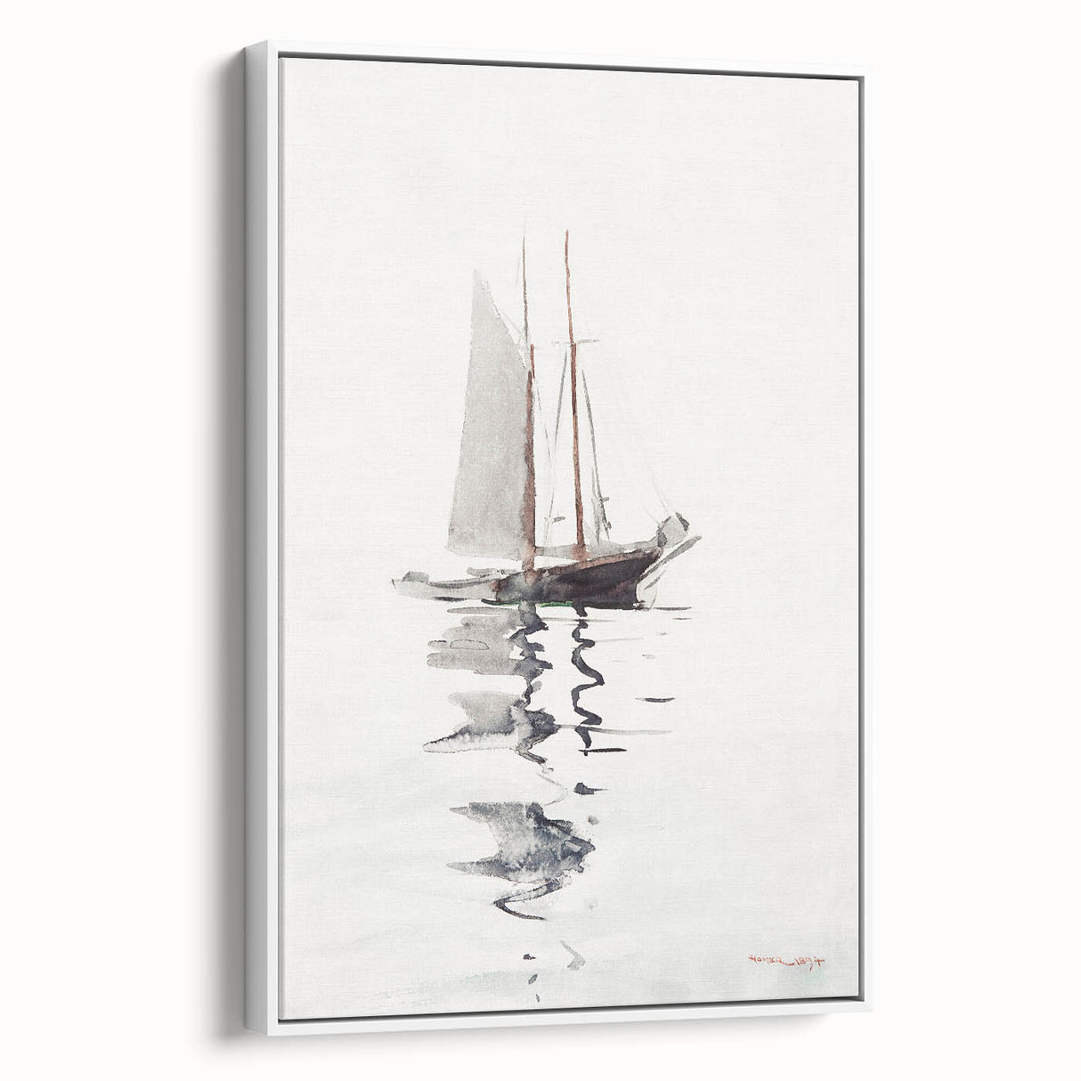 Realism Art Prints - Two-Masted Schooner by Winslow Homer Coastal Art