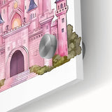 Girls Bedroom Art – Enchanted Pink Castle Illustration for Kids