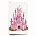 Girls Bedroom Art – Enchanted Pink Castle Illustration for Kids