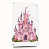 Girls Bedroom Art – Enchanted Pink Castle Illustration for Kids