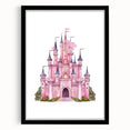 Girls Bedroom Art – Enchanted Pink Castle Illustration for Kids