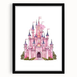 Girls Bedroom Art – Enchanted Pink Castle Illustration for Kids