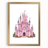 Girls Bedroom Art – Enchanted Pink Castle Illustration for Kids