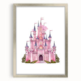 Girls Bedroom Art – Enchanted Pink Castle Illustration for Kids