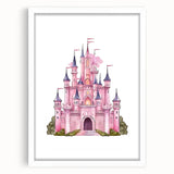 Girls Bedroom Art – Enchanted Pink Castle Illustration for Kids