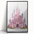 Girls Bedroom Art – Enchanted Pink Castle Illustration for Kids