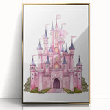 Girls Bedroom Art – Enchanted Pink Castle Illustration for Kids