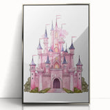 Girls Bedroom Art – Enchanted Pink Castle Illustration for Kids