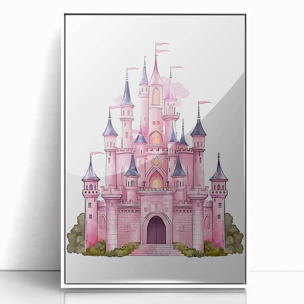 Girls Bedroom Art – Enchanted Pink Castle Illustration for Kids