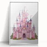 Girls Bedroom Art – Enchanted Pink Castle Illustration for Kids