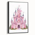 Girls Bedroom Art – Enchanted Pink Castle Illustration for Kids