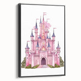 Girls Bedroom Art – Enchanted Pink Castle Illustration for Kids