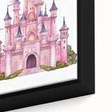 Girls Bedroom Art – Enchanted Pink Castle Illustration for Kids