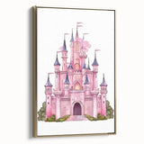 Girls Bedroom Art – Enchanted Pink Castle Illustration for Kids