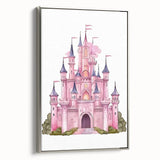 Girls Bedroom Art – Enchanted Pink Castle Illustration for Kids
