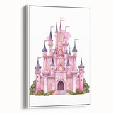 Girls Bedroom Art – Enchanted Pink Castle Illustration for Kids