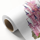 Girls Bedroom Art – Enchanted Pink Castle Illustration for Kids