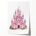 Girls Bedroom Art – Enchanted Pink Castle Illustration for Kids
