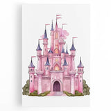 Girls Bedroom Art – Enchanted Pink Castle Illustration for Kids