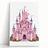 Girls Bedroom Art – Enchanted Pink Castle Illustration for Kids