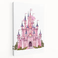 Girls Bedroom Art – Enchanted Pink Castle Illustration for Kids