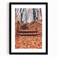 Extra large abstract art print featuring textured, colorful autumn leaves on a black framed canvas.