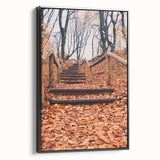 Black and white landscape painting on framed canvas featuring a vintage-style autumn scene, ideal for bedroom decor.