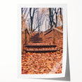 Extra large rolled print featuring autumnal floral design in warm orange and red tones, ideal for art wall dining room.