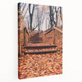 Autumn-themed abstract canvas art in warm orange and brown tones, ideal for kitchen wall decor.