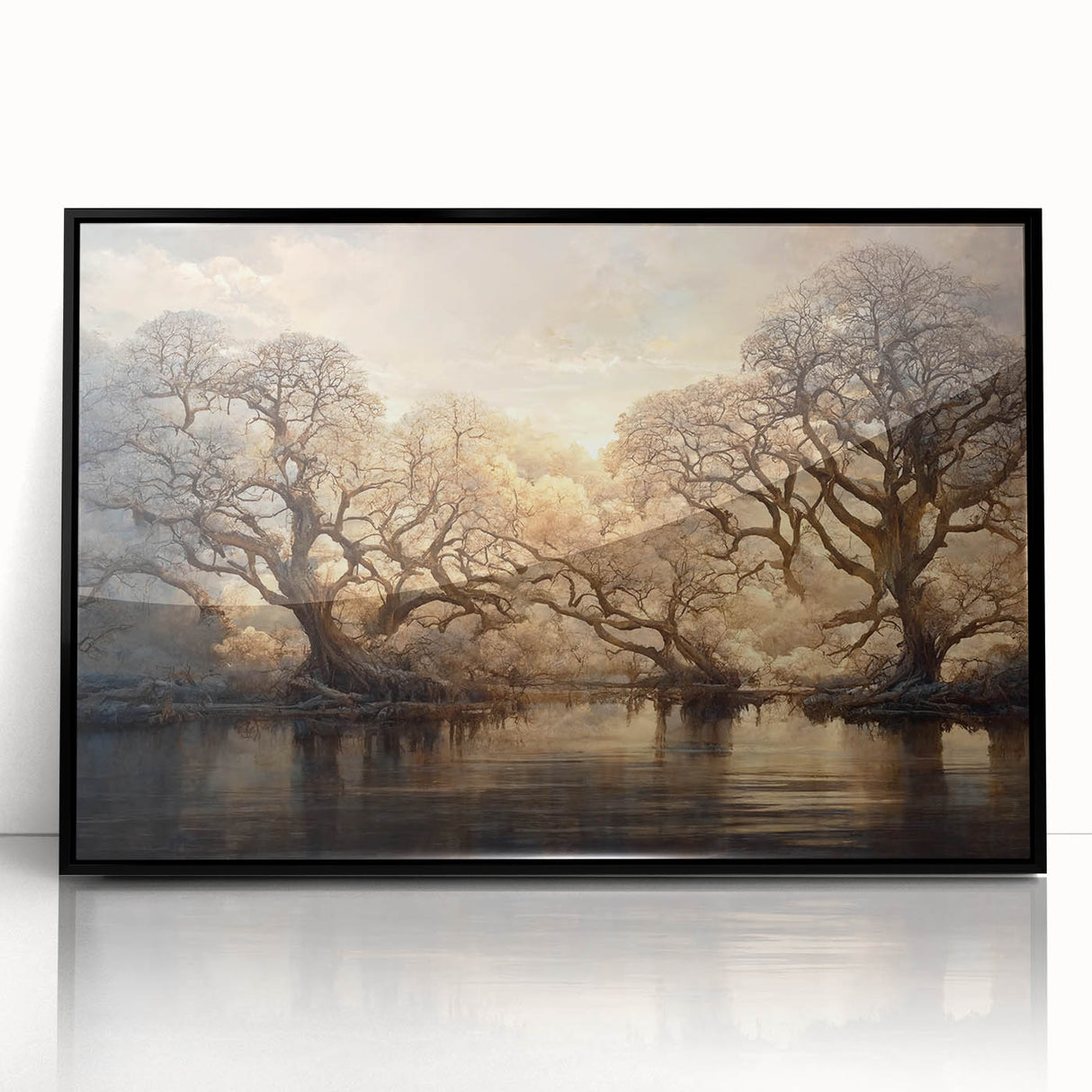 Framed acrylic wall art featuring abstract floral designs in vibrant colors, set against a sleek black frame, perfect for modern home decor.