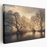 Stretched canvas art showcasing vibrant abstract florals in hues of blue, pink, and yellow, presented from a side view to highlight depth and texture.