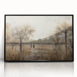 Framed abstract landscape wall art featuring vibrant colors and intricate designs, displayed from a front view with a sleek black frame, ideal for modern decor.