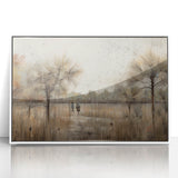 Framed acrylic wall art showcasing an abstract landscape design in soothing white and blue tones, ideal for modern home decor. Perfect for enhancing interior aesthetics.