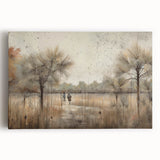 Abstract landscape wall art displayed on stretched canvas, showcasing vibrant colors and fluid shapes, perfect for modern home decor and artistic ambiance.