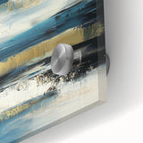 Fluid Abstract Wall Art – Teal, Gold, and Navy Horizontal Texture