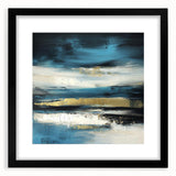 Fluid Abstract Wall Art – Teal, Gold, and Navy Horizontal Texture