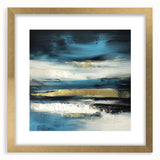 Fluid Abstract Wall Art – Teal, Gold, and Navy Horizontal Texture