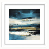 Fluid Abstract Wall Art – Teal, Gold, and Navy Horizontal Texture