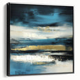 Fluid Abstract Wall Art – Teal, Gold, and Navy Horizontal Texture