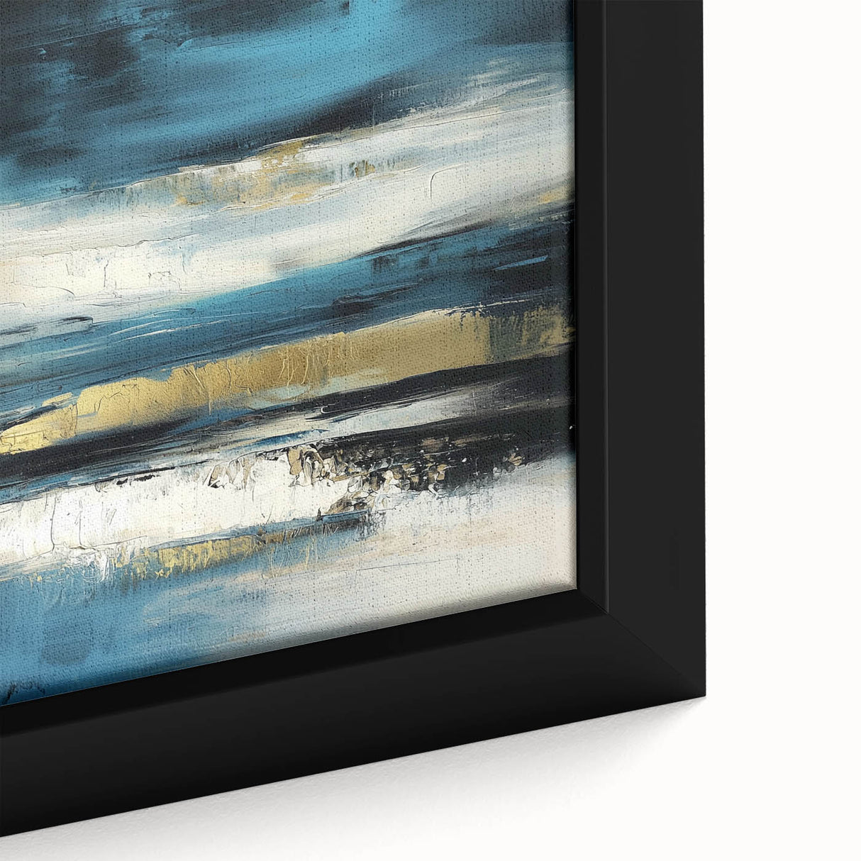Fluid Abstract Wall Art – Teal, Gold, and Navy Horizontal Texture