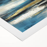 Fluid Abstract Wall Art – Teal, Gold, and Navy Horizontal Texture