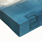 Fluid Abstract Wall Art – Teal, Gold, and Navy Horizontal Texture