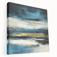 Fluid Abstract Wall Art – Teal, Gold, and Navy Horizontal Texture