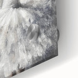 Close-up of an abstract figurative acrylic painting on glass, showcasing vibrant colors and intricate textures, perfect for modern home decor enhancement.