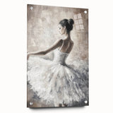 Abstract figurative acrylic artwork displayed on a glass panel, showcasing vibrant colors and intricate details, with visible pins securing the piece in place. Ideal for modern art enthusiasts looking to enhance their home decor.